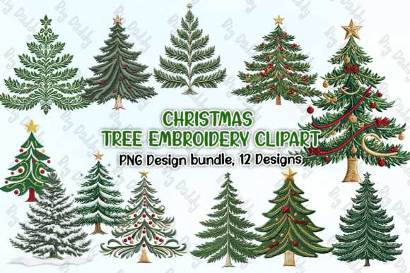 Christmas Tree Embroidery Clipart PNG