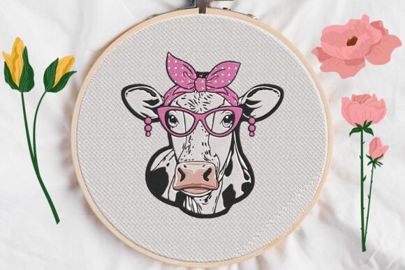 Mom Cow Embroidery: Sweet, Stitch-Ready Charm for Handmade Gifts